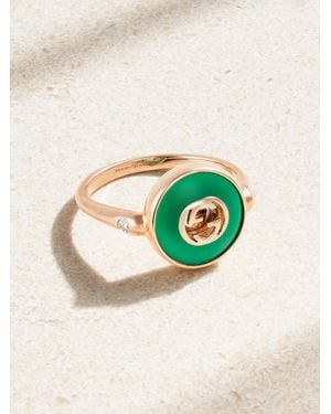 Gucci 18-Karat Rose, Agate And Diamond Ring - Blue
