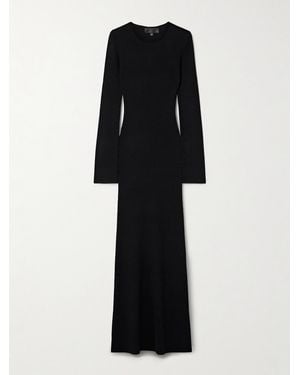 Nili Lotan Ezequiel Ribbed Wool Maxi Dress - Black