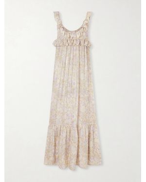 Chloé Ruffled Tiered Floral-Print Silk-Charmeuse Maxi Dress - Natural