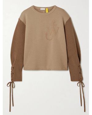 Moncler Genius 1 Jw Anderson Two-Tone Embroidered Cotton-Jersey And Wool Top - Brown