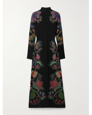 La DoubleJ Halle Placement Print Maxi Dress - Black