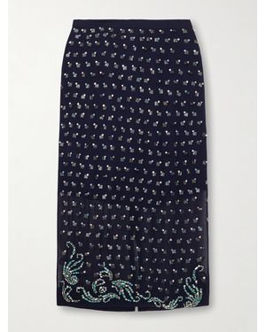 スカート Dries Van Noten White striped blue cotton midi skirt Dries Van Noten White striped blue cotton midi skirt
