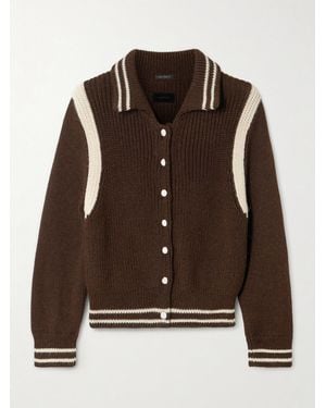 Mother The Little Raquette Appliquéd Striped Alpaca Cardigan - Braun