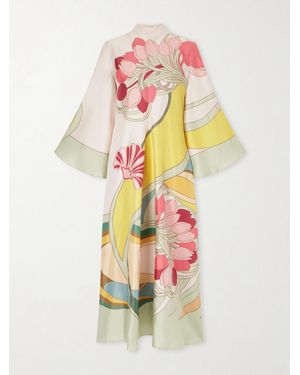 La DoubleJ Floral-Print Silk Maxi Dress - White