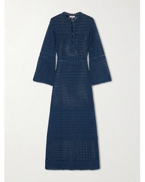 Eres Madone Open-Knit Cotton-Blend Maxi Dress - Blue