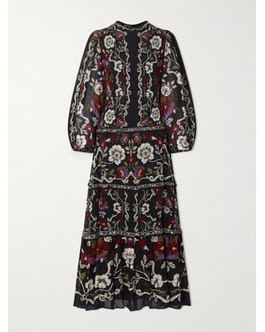 FARM Rio Maxikleid Aus Chiffon Mit Blumenprint - Schwarz