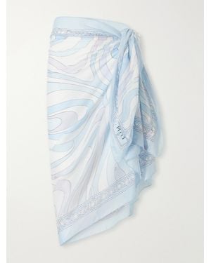 PUCCI Printed Cotton-Voile Pareo - Blue