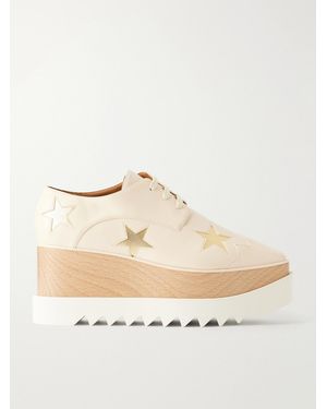 Stella McCartney Elyse Wood-Trimmed Vegetarian Material Platform Brogues - Natural