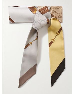 Gucci Printed Silk-Jacquard Scarf - Natural
