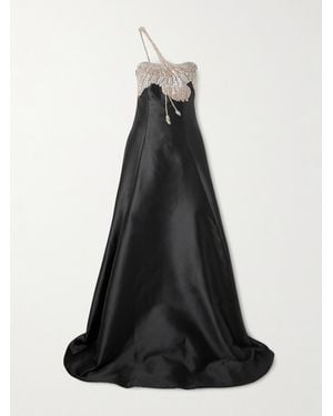 Costarellos Venezia Crystal-Embellished Mikado Gown - Black