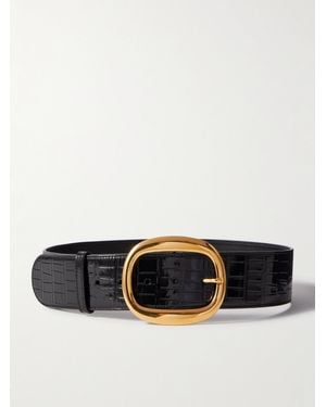 Tom Ford Ceinture En Cuir Verni Effet Croco - Noir