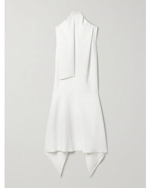 KHAITE Loell Draped Duchesse-Satin Midi Dress - White
