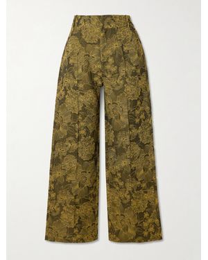 D'Estree Pantalon Droit En Tissu À Broderies Yoshitomo - Vert