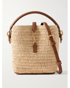 Saint Laurent Le 37 Mini Beuteltasche Aus Raffiabast Mit Lederbesätzen - Natur