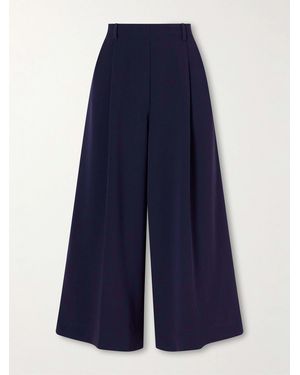 Leset Arielle Pleated Cropped Cady Wide-Leg Trousers - Blue