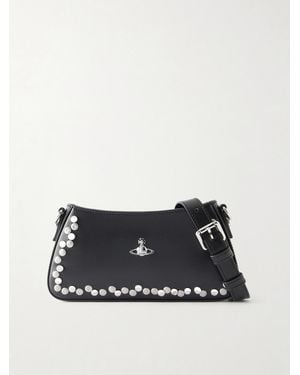 Vivienne Westwood Tasha Logo-Embellished Studded Leather Shoulder Bag - Black