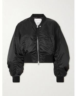 Agolde Shoreditch Ski Club Jett Cropped Recycled Satin-Twill Bomber Jacket - Black