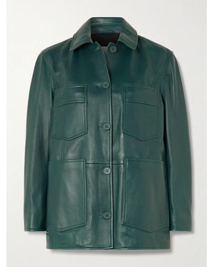 Nour Hammour Seleste Paneled Leather Jacket - Green
