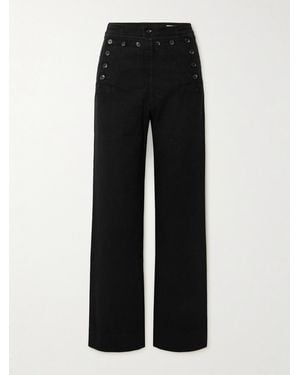 Bode Button-Embellished High-Rise Straight-Leg Jeans - Black