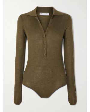 Frankie Shop Solana Ribbed Wool, Silk And Cashmere-Blend Bodysuit - Green