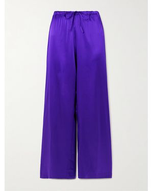 Dries Van Noten Silk-Blend Satin Straight-Leg Pants - Purple