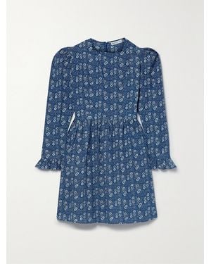 BATSHEVA Laura Ashley Floral-Print Cotton-Poplin Mini Dress - Blue