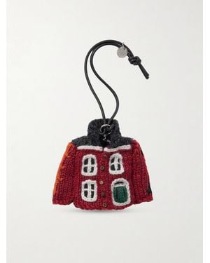 JW Anderson House Cardigan Taschenanhänger Aus Gehäkelter Baumwolle Und Leder - Rot