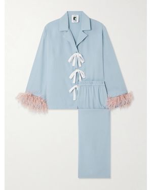 Sleeper Party Pyjama Aus Twill Mit Federn - Blau