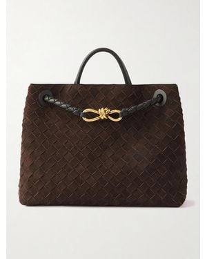 Bottega Veneta Andiamo Medium Intrecciato Suede Tote - Black