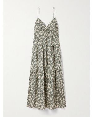 Matteau Printed Organic Cotton-Poplin Midi Dress - White