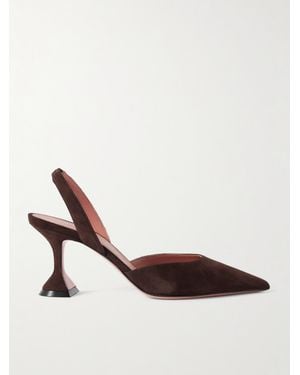 AMINA MUADDI Holli Suede Slingback Court Shoes - Brown
