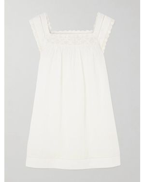 Doen Almadia Crochet-Trimmed Ramie Mini Dress - White