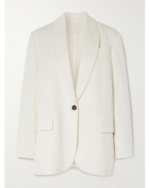 Brunello Cucinelli Single-Breasted Herringbone Cotton And Linen-Blend Blazer - Natural