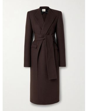 KHAITE Jelson Belted Wool-Felt Coat - Brown