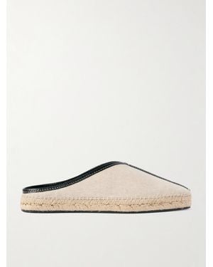 TOTEME Leather-Trimmed Canvas Slippers - Natural
