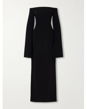 Solace London Marcella Off-The-Shoulder Crepe Gown - Black