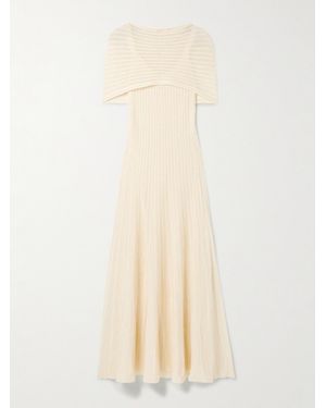 KHAITE Thora Pointelle-Knit Midi Dress - Natural