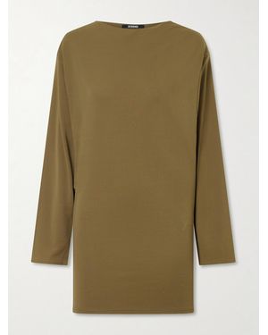 Jacquemus The Mistral Open-Back Draped Jersey Mini Dress - Green