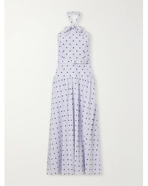 Alessandra Rich Belted Polka-Dot Bow-Detail Silk Midi Dress - White