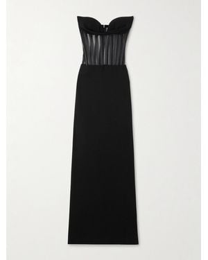 Monot Strapless Mesh-Paneled Crepe Gown - Black