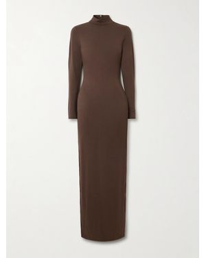 Skims Smooth Layers Turtleneck Long Dress - Brown