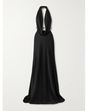 Alex Perry Neckholder-Robe Aus Glänzendem Crêpe - Schwarz