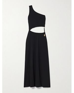 Eres Legende One-Shoulder Embellished Cutout Stretch-Jersey Maxi Dress - Black