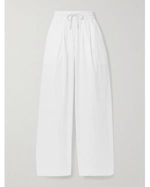 St. Agni Cotton-Blend Poplin Wide-Leg Pants - White