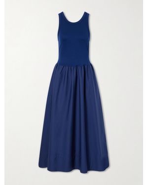 Polo Ralph Lauren Sleeveless Ponte And Poplin Midi Dress - Blue