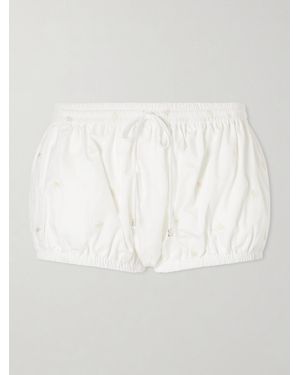 The Attico Embroidered Cotton-Blend Shorts - White