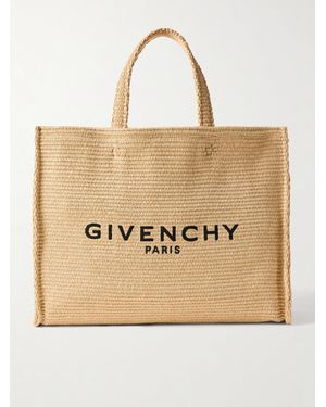 Givenchy Medium Logo-Embroidered Raffia Tote - Natural