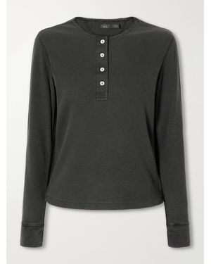 RRL Waffle-Knit Cotton-Blend Henley Top - Black