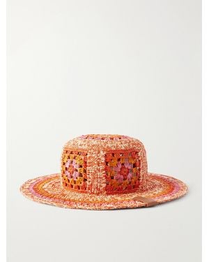 Loewe Paula's Ibiza Crocheted Raffia Bucket Hat - Orange