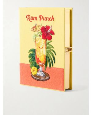Olympia Le-Tan Rum Punch Appliquéd Embroidered Canvas Clutch - Pink